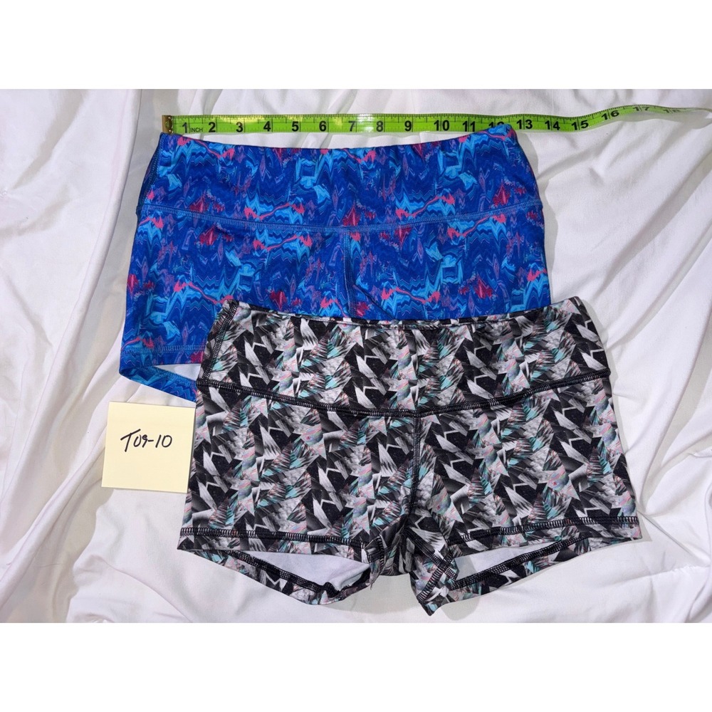 Fleo Women Small Athletic Shorts Bundle Blue Abstract Black 2 Pack T09-10